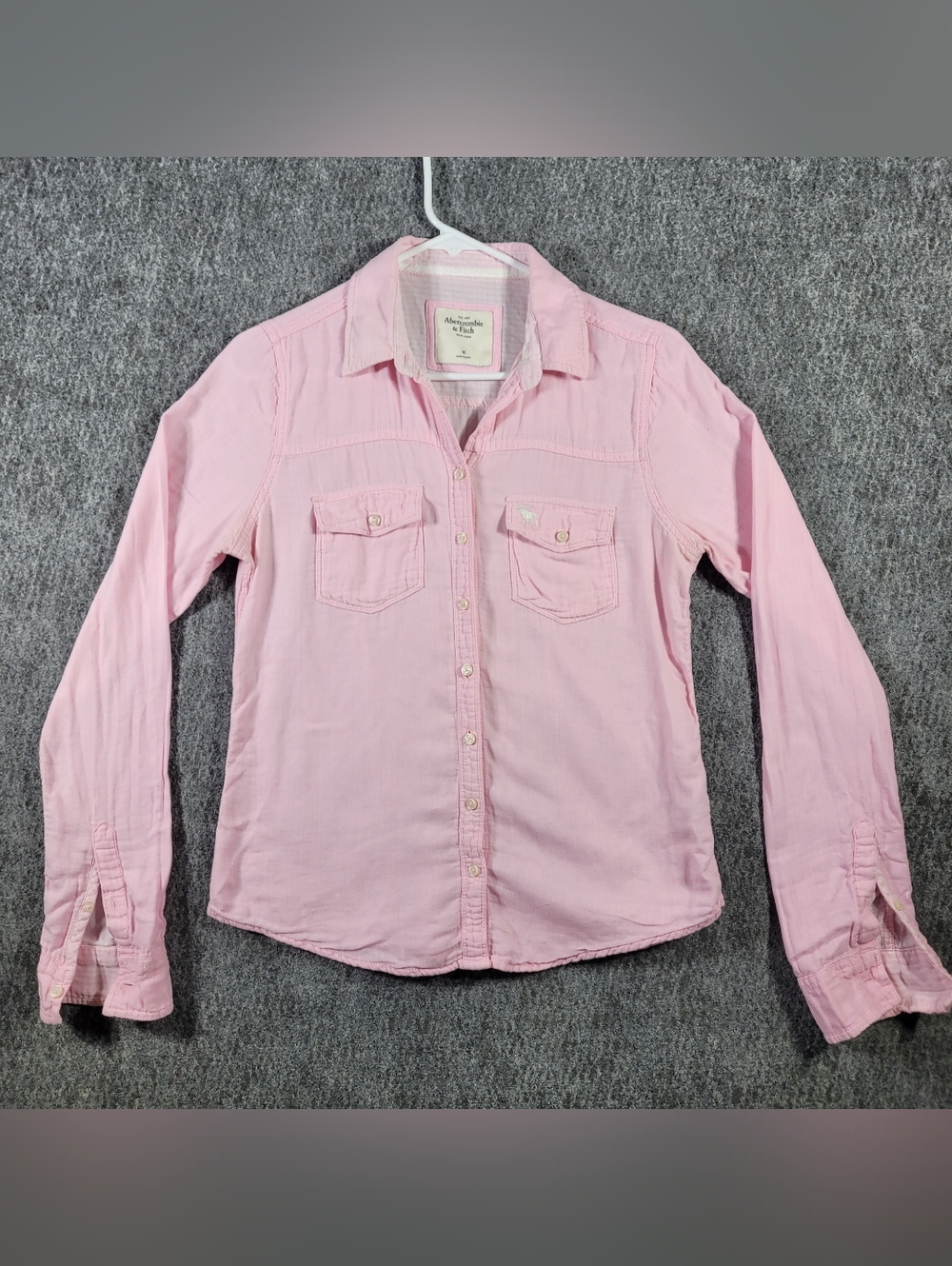 Abercrombie & Fitch Women's M Pink Button Down Shirt Long Sleeve Cotton Pocket